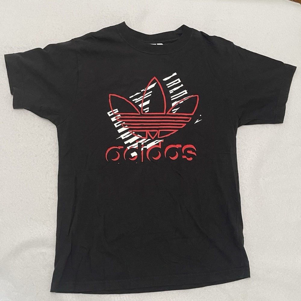 Adidas Originals Trefoil Graphic T-Shirt Black Red White Men's Small 100% Cotton